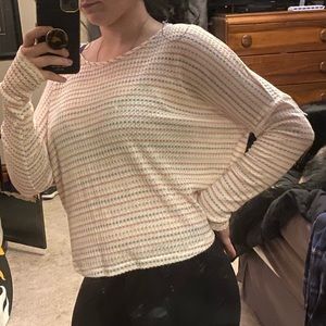 Ribbed Cream Long Sleeve Top